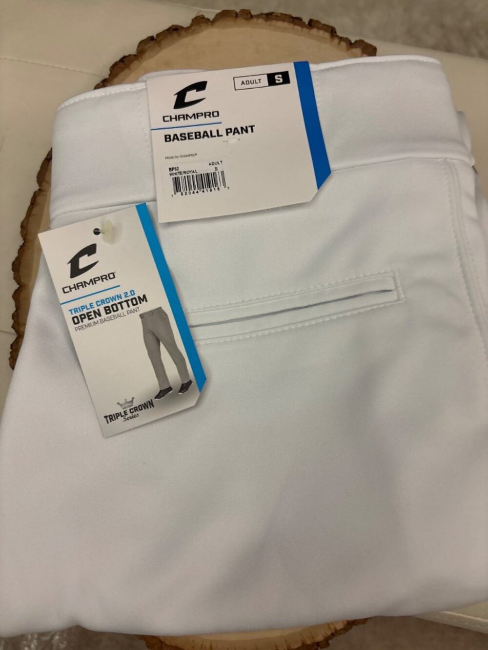 Champro Triple Crown 2.0 Open Bottom Baseball Pants Adult S White Royal NWT